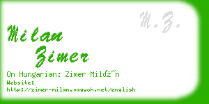 milan zimer business card